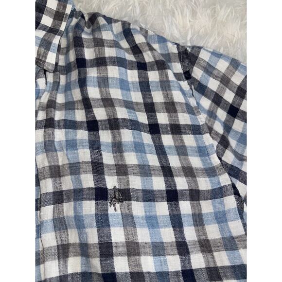 Olzen “ Standard Fit” Men’s Sz. 100 Blue Striped Button Down Linen Blend. Great - Picture 4 of 9